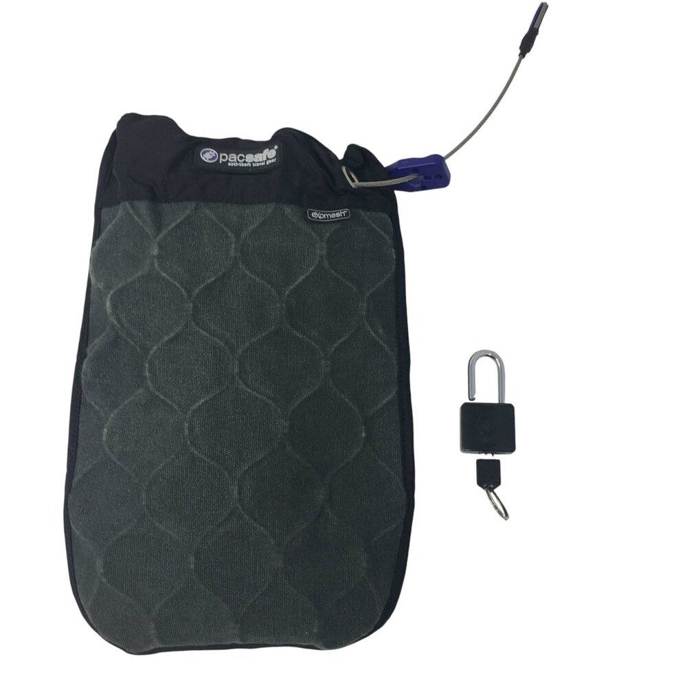 Pacsafe Portable Safe 100 3L Anti-theft Exomesh Travel Bag Black Lock and Key